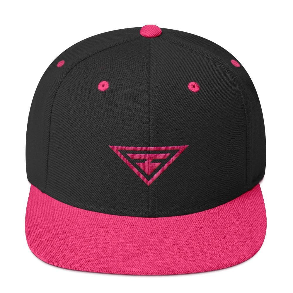 Hero Snapback Hat with Flat Brim Embroidered in Pink Thread