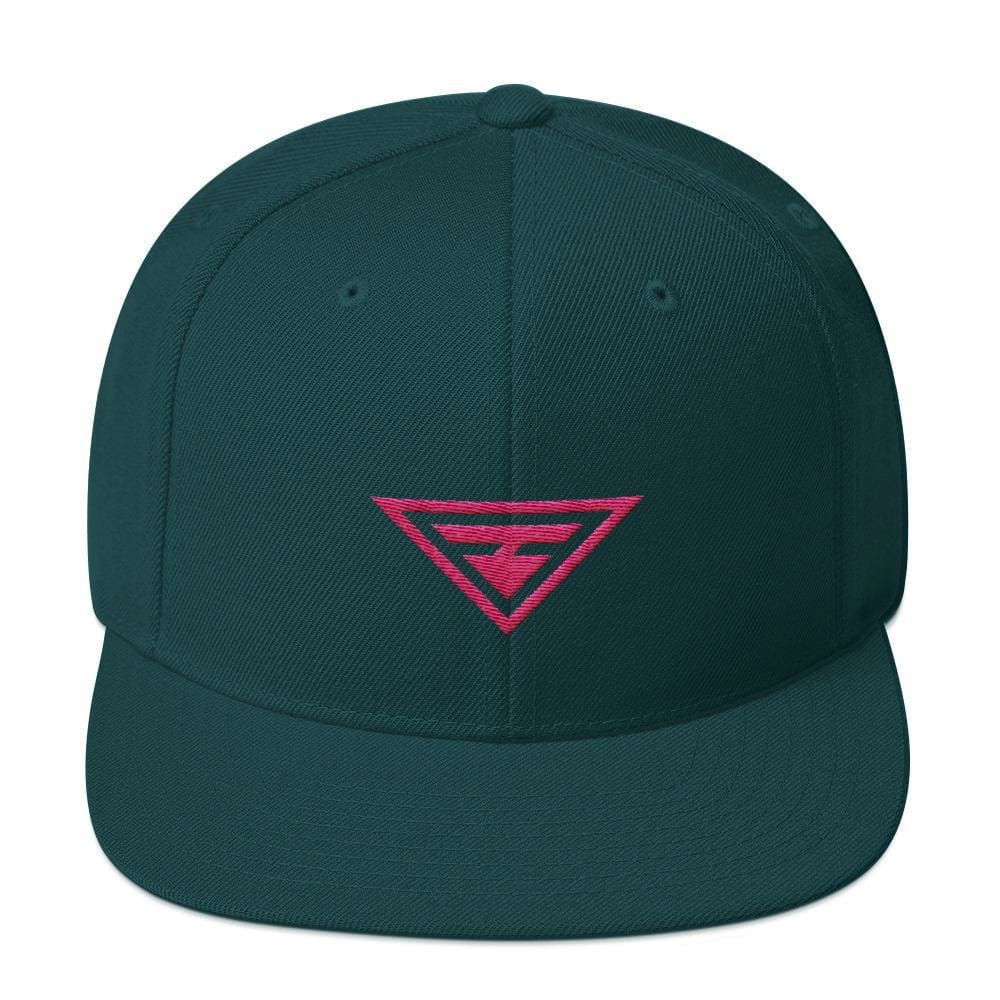 Hero Snapback Hat with Flat Brim Embroidered in Pink Thread