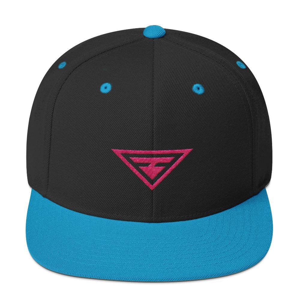 Hero Snapback Hat with Flat Brim Embroidered in Pink Thread
