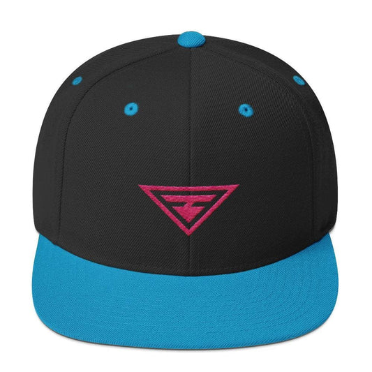 Hero Snapback Hat with Flat Brim Embroidered in Pink Thread