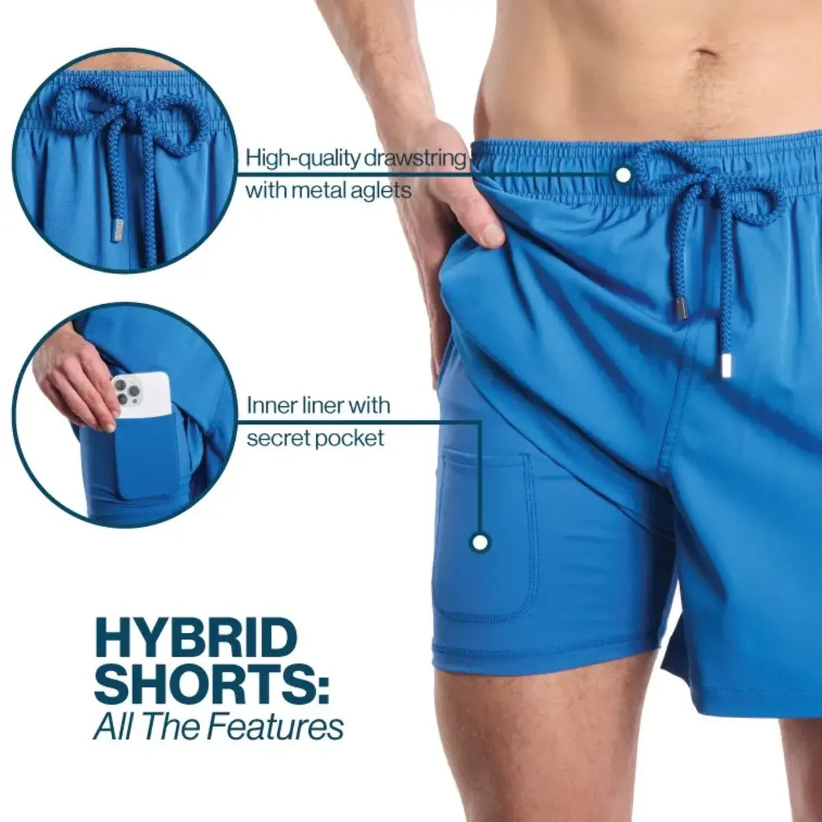 Men’s Premium Compression-Lined Hybrid Shorts – Pixel Break - Rosetide