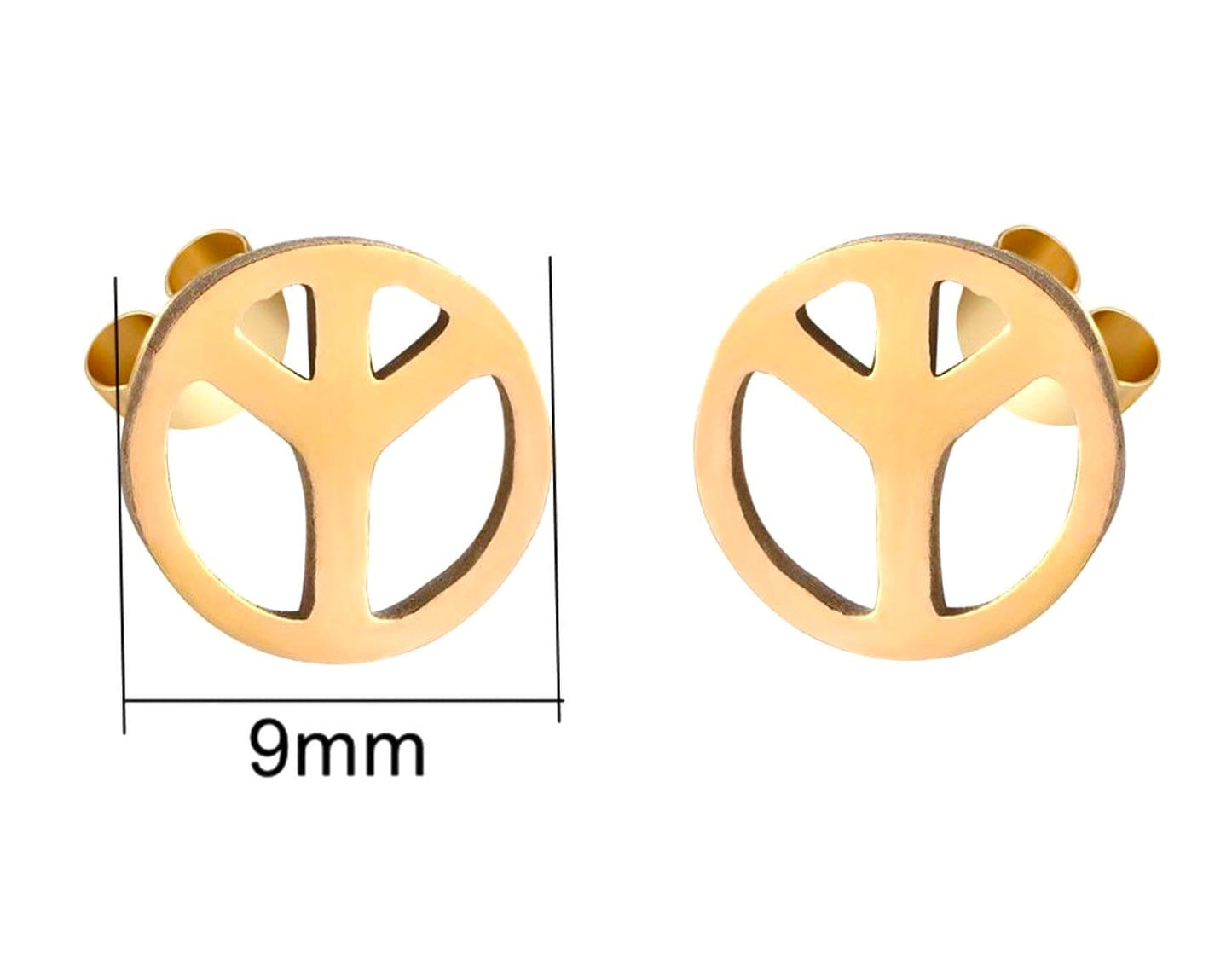 Gold Peace Sign Earrings Hypoallergenic Waterproof Stainless Steel Stud Post Jewelry Prayer Silver Woman Girls Wedding Jewelry