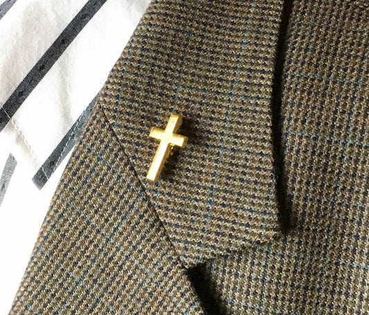 Gold cross lapel pin sweater brooch hat pin shirt pinning for men women jewelry jewellery