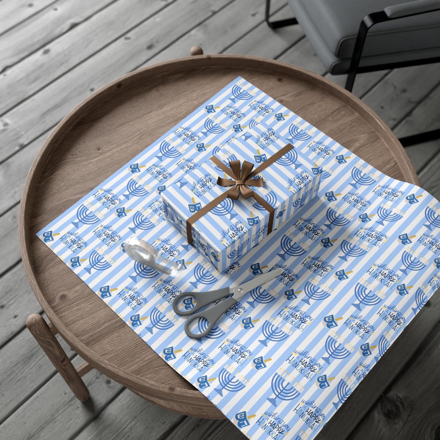 Hanukkah Wrapping Paper with Dreidel & Menorah