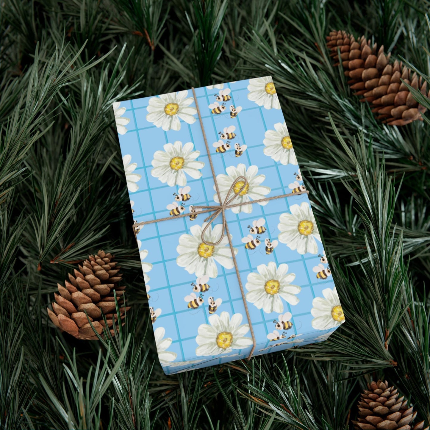 Bumblebees and Daisies Wrapping Paper