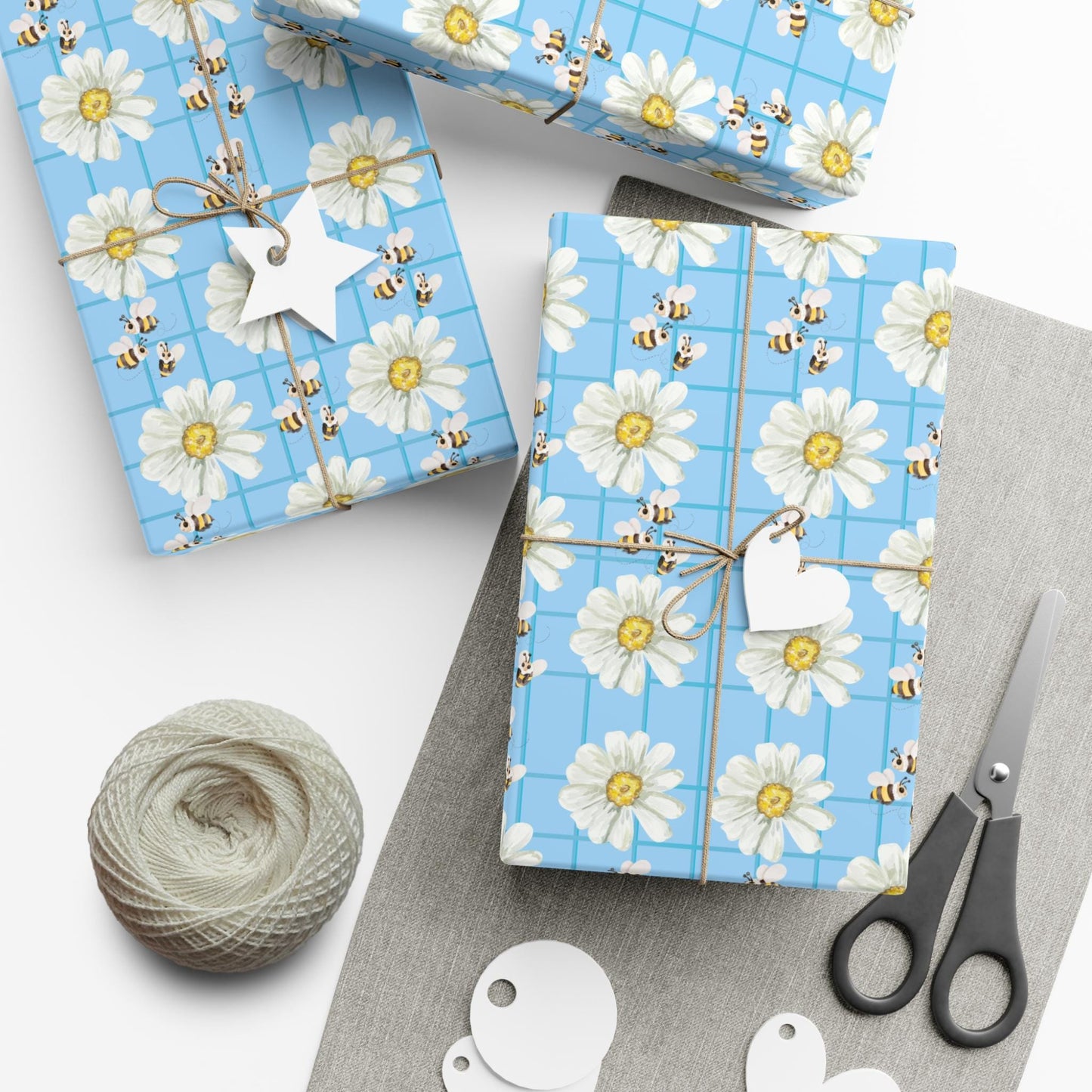 Bumblebees and Daisies Wrapping Paper