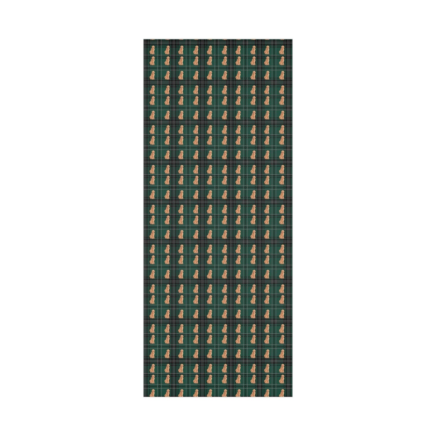 Golden Retriever Green Plaid Wrapping Paper
