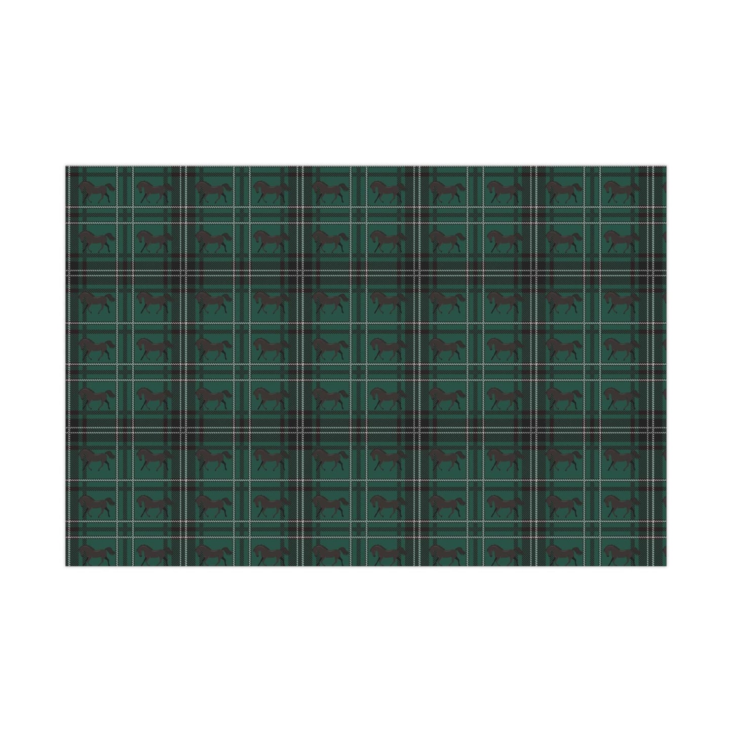 Green Plaid Horse Wrapping Paper