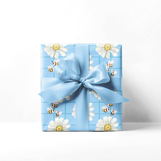Bumblebees and Daisies Wrapping Paper