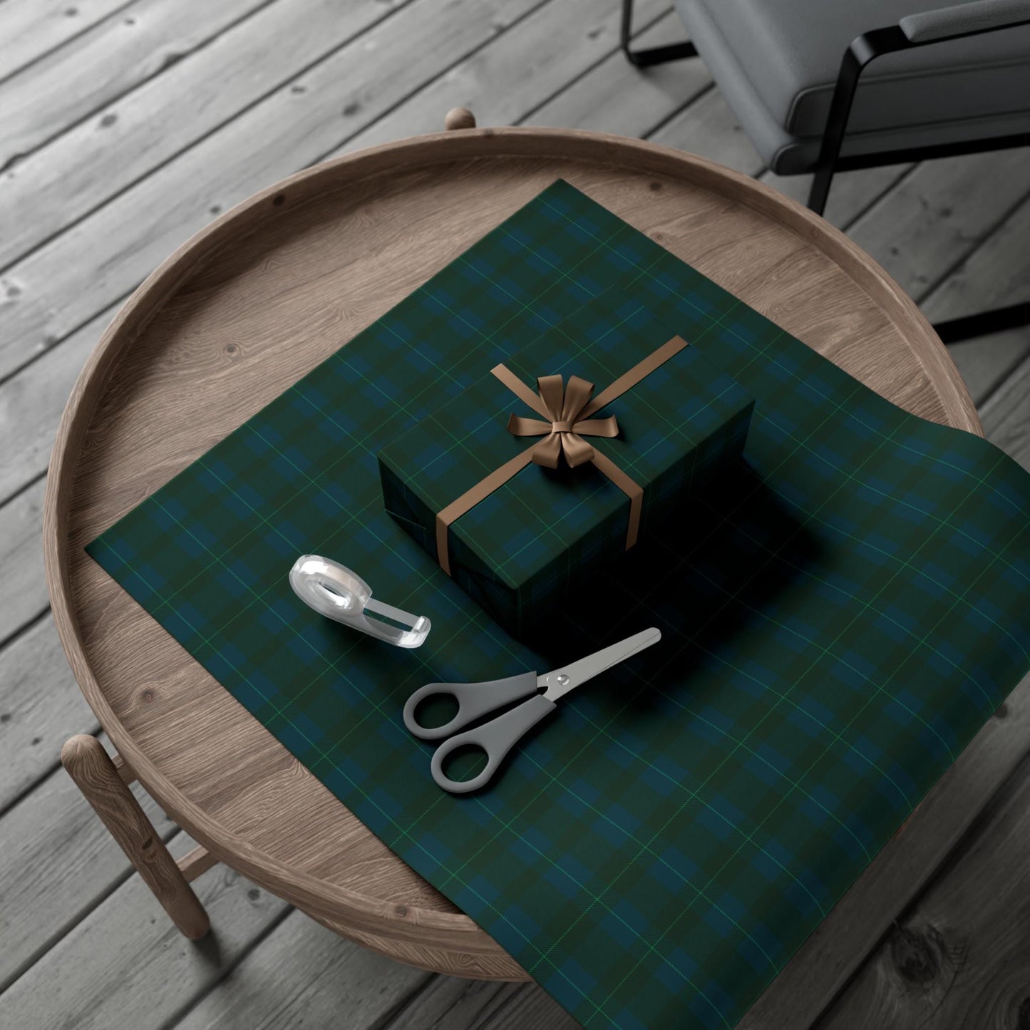 Blue and Green Plaid Wrapping Paper
