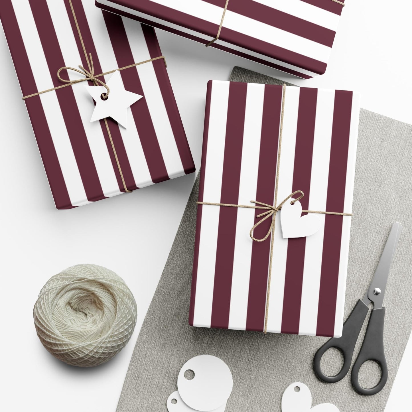 Burgundy Striped Wrapping Paper
