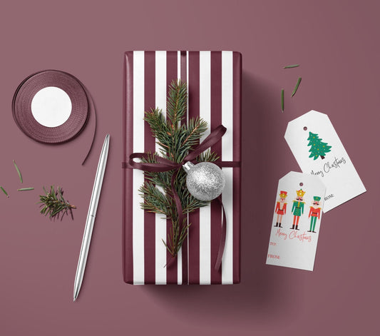 Burgundy Striped Wrapping Paper