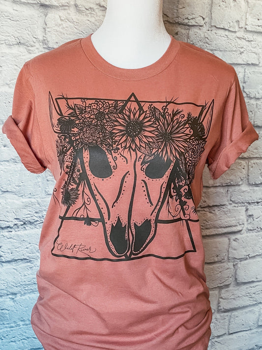 Bella Canvas Desert Bloom Cow Skull Tee Graphic Tee