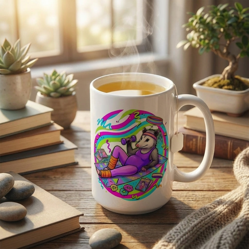 Neon Aerobics Possums - Leotard Lounge - 15oz Mug