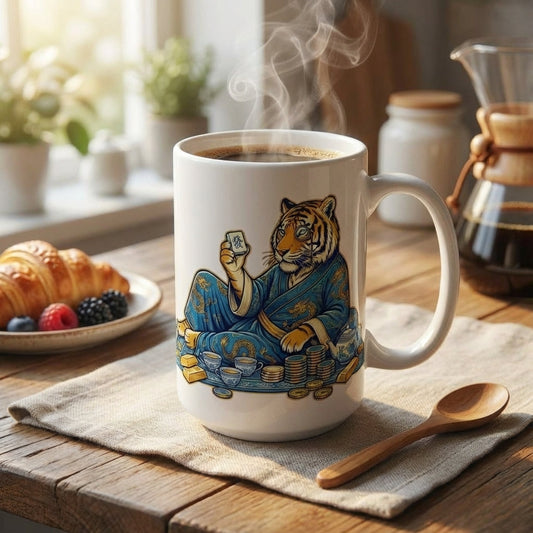Mahjong Night Tigers - Fortune Favors the Bold - 15oz Mug