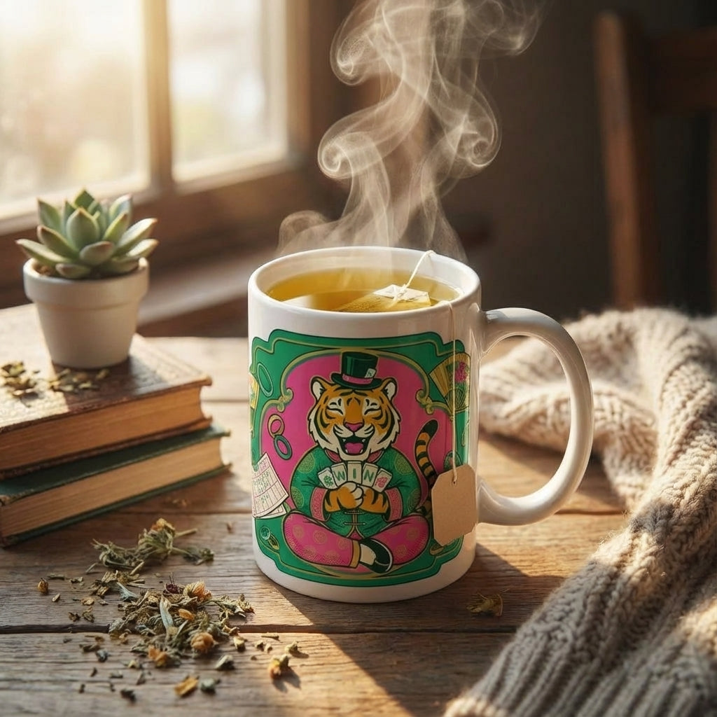 Mahjong Night Tigers - The Winning Hand - 15oz Mug