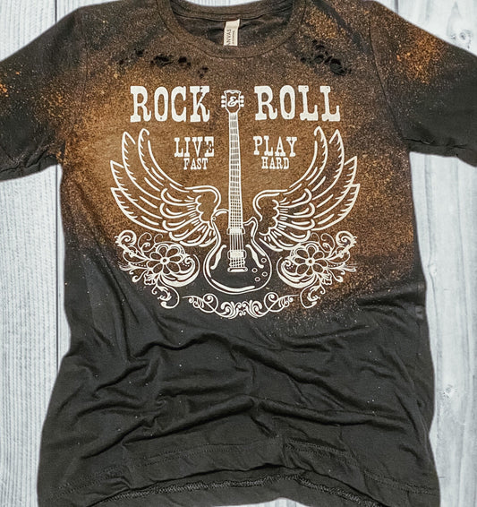 Bella Canvas Distressed Bleached Rock & Roll Graphic Tee