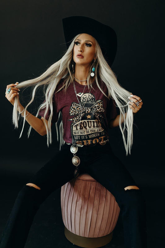 Bella + Canvas Worth a Short Maroon Triblend Shirt – Graphic Tee