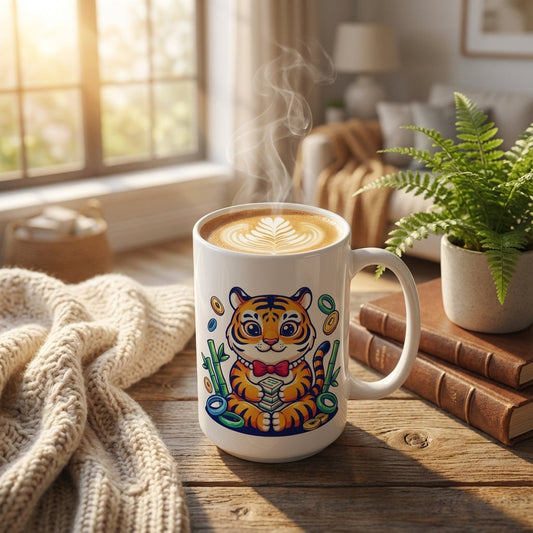 Mahjong Night Tigers - Lucky Eight Tiger - 15oz Mug