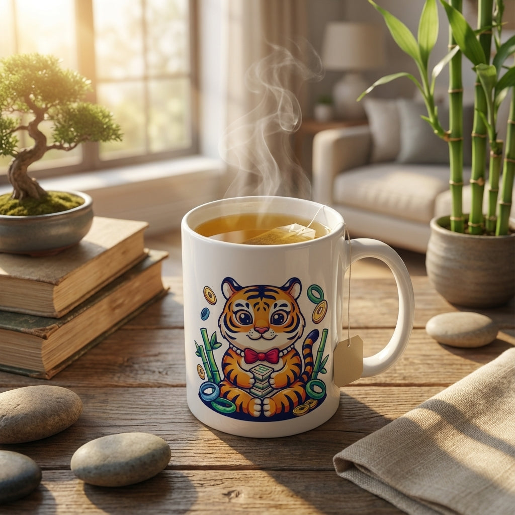 Mahjong Night Tigers - Lucky Eight Tiger - 15oz Mug