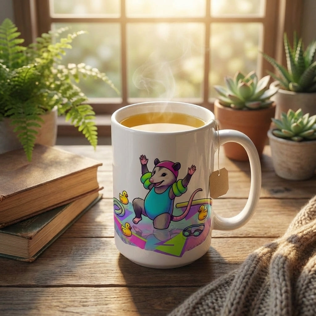 Neon Aerobics Possums - Aqua Aerobics Ace - 15oz Mug