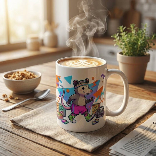 Neon Aerobics Possums - Step Touch Superstar - 15oz Mug