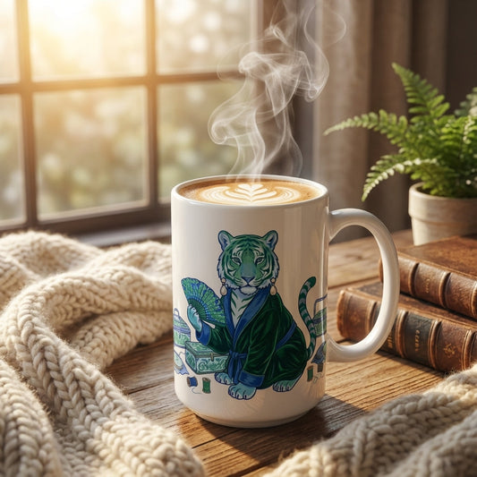Mahjong Night Tigers - Grandmillennial Glam - 15oz Mug