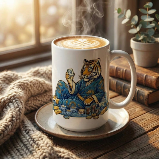 Mahjong Night Tigers - Fortune Favors the Bold - 15oz Mug