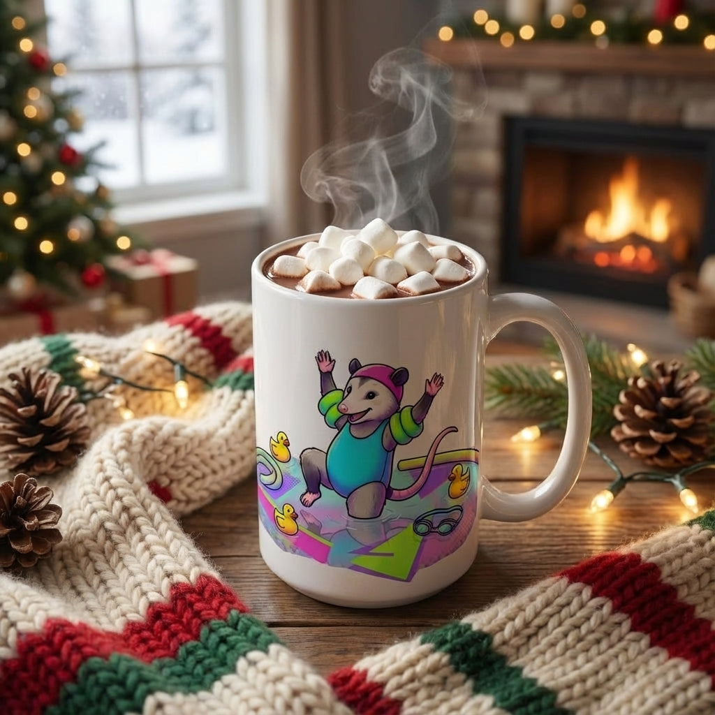 Neon Aerobics Possums - Aqua Aerobics Ace - 15oz Mug