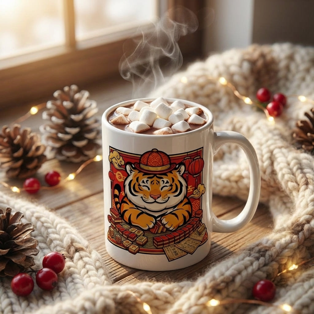 Mahjong Night Tigers - Tile Shuffler - 15oz Mug