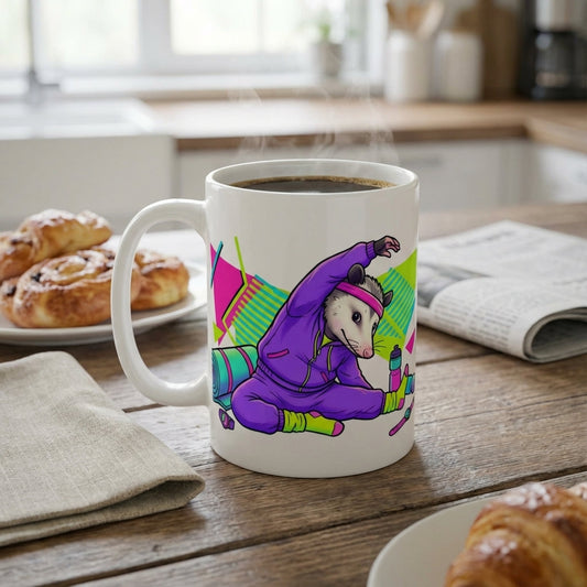 Neon Aerobics Possums - Workout Warm-up - 15oz Mug
