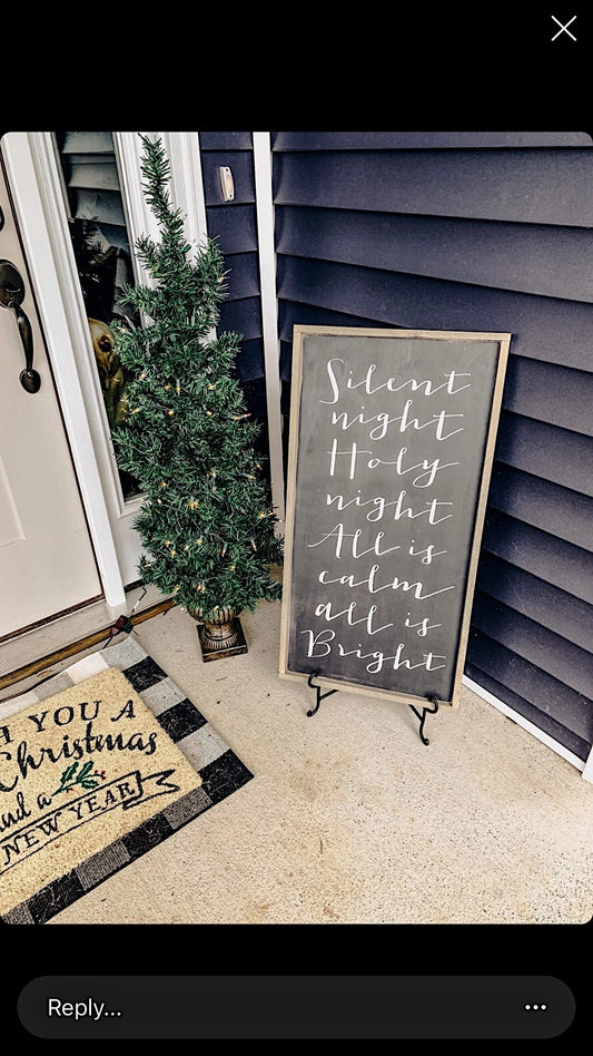 Silent night Holy night framed wall hanging black/white/graywash