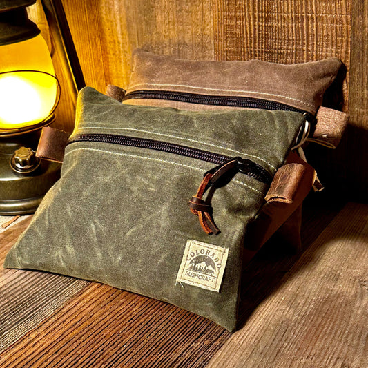 Handmade Medium Waxed Canvas Traditional EDC Pouch Bushcraft Survival Camping Possibles Dopp Grooming (Various Colors) Colorado Bushcraft