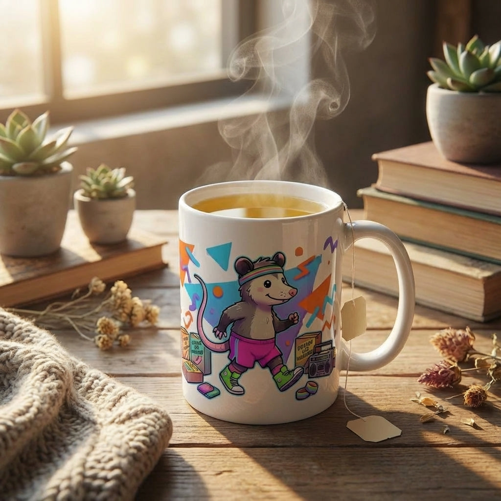 Neon Aerobics Possums - Step Touch Superstar - 15oz Mug