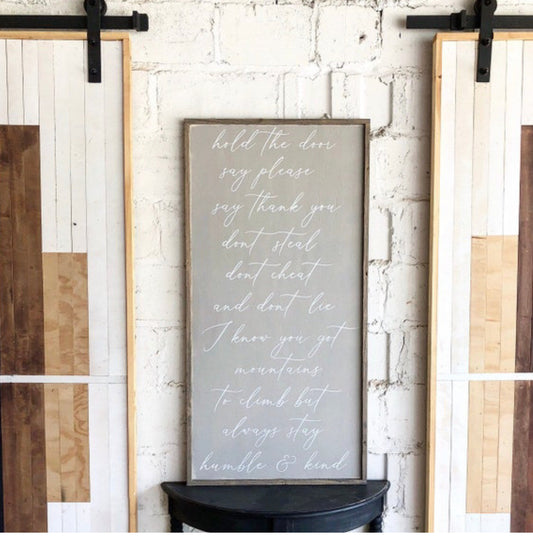 Humble and kind…art interior decoration wood sign