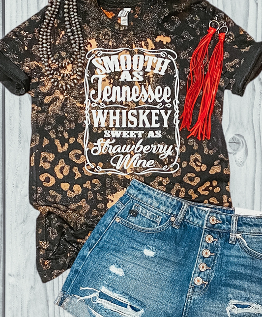 Bleached Leopard Smooth as Tennessee Whiskey Sweet as Strawberry Wine Graphic Tee