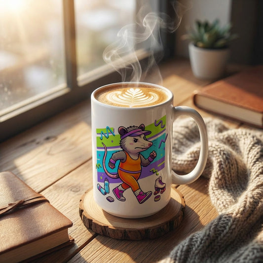 Neon Aerobics Possums - Spandex Stroll - 15oz Mug