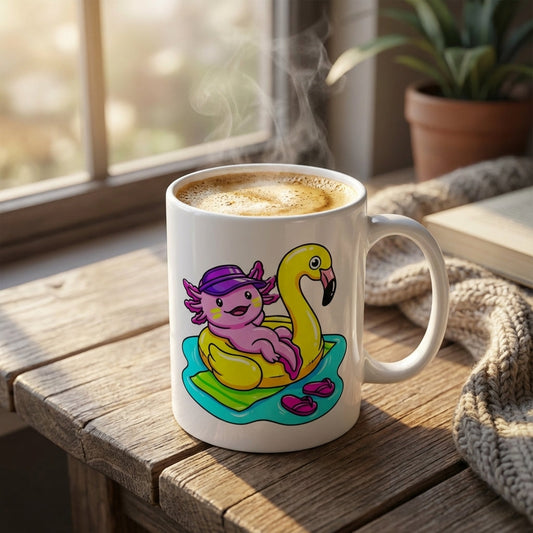 Pool Party Axolotls - Poolside Axolotl Sunbather - 15oz Mug