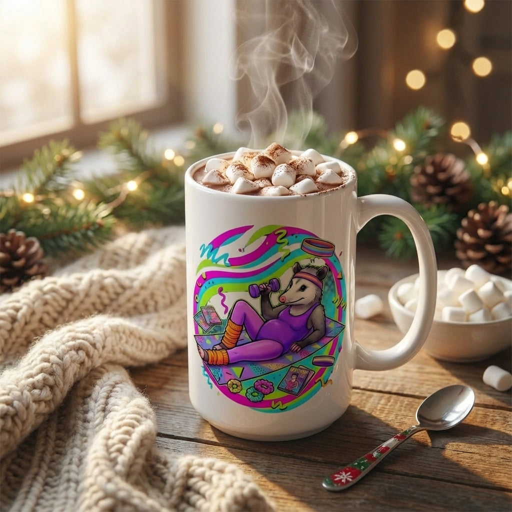 Neon Aerobics Possums - Leotard Lounge - 15oz Mug