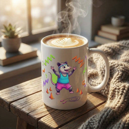 Neon Aerobics Possums - Possum Power Hour - 15oz Mug