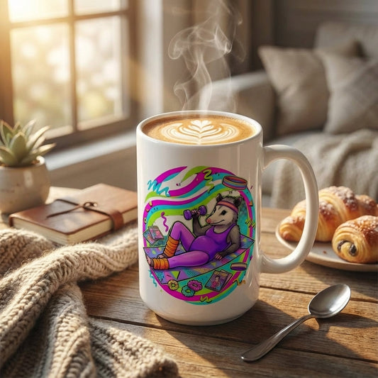 Neon Aerobics Possums - Leotard Lounge - 15oz Mug