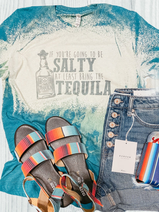 Bella + Canvas Bleached Bring The Tequila Teal Triblend Shirt