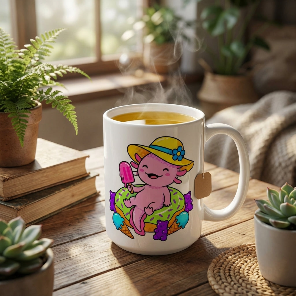 Pool Party Axolotls - Axolotl Snack Time - 15oz Mug
