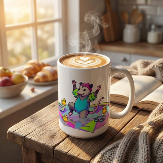Neon Aerobics Possums - Aqua Aerobics Ace - 15oz Mug