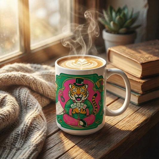 Mahjong Night Tigers - The Winning Hand - 15oz Mug