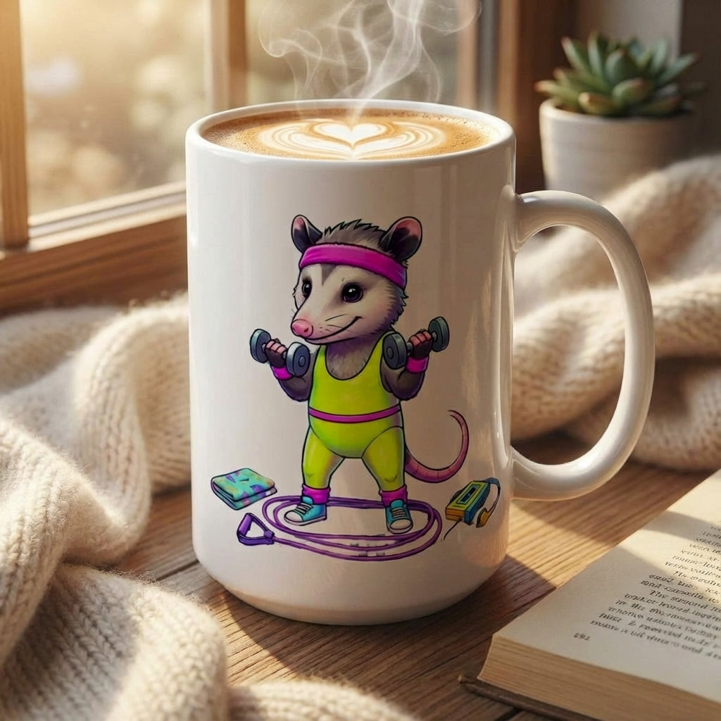 Neon Aerobics Possums - Sweatband Swagger - 15oz Mug