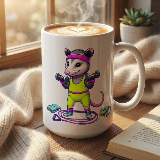 Neon Aerobics Possums - Sweatband Swagger - 15oz Mug