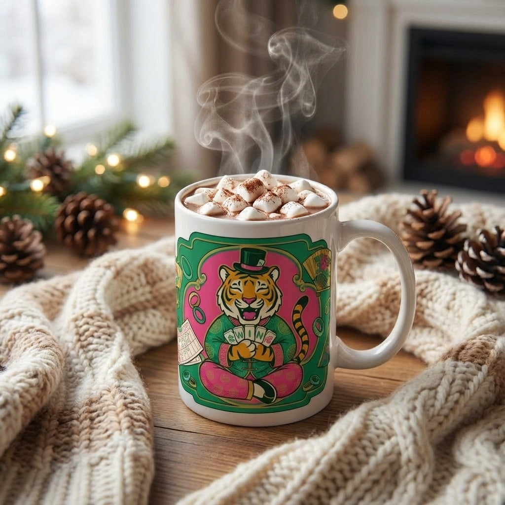Mahjong Night Tigers - The Winning Hand - 15oz Mug