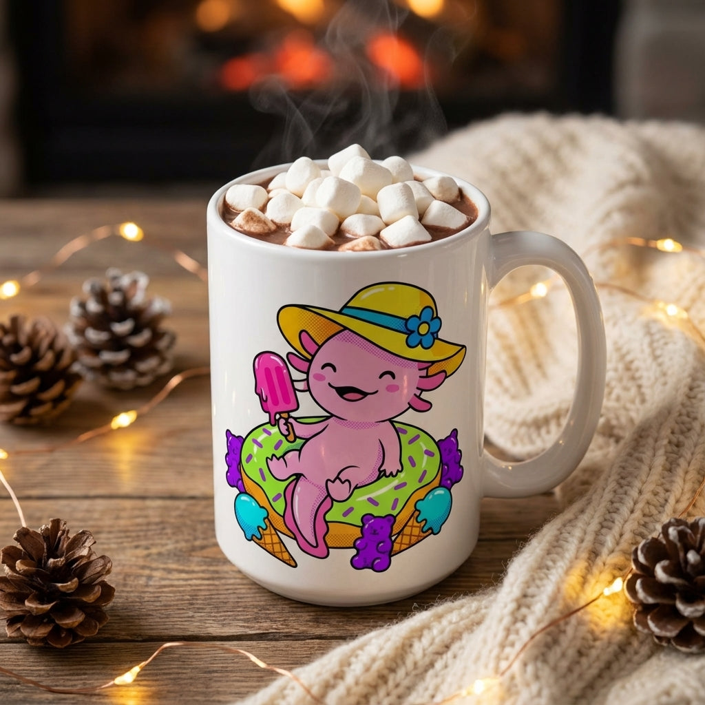 Pool Party Axolotls - Axolotl Snack Time - 15oz Mug