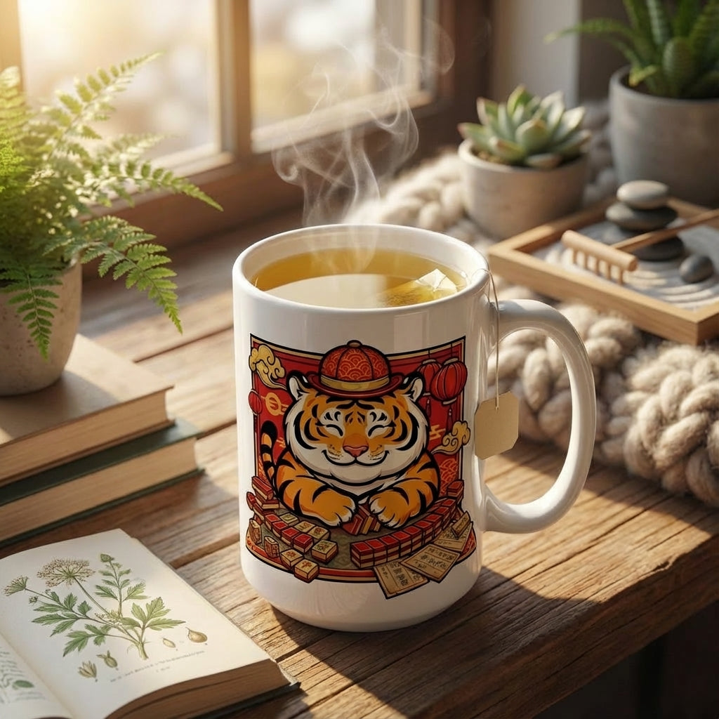 Mahjong Night Tigers - Tile Shuffler - 15oz Mug